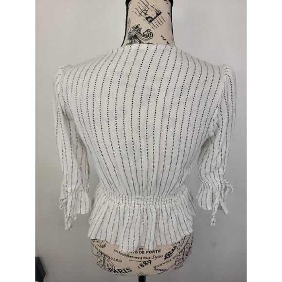 Abercrombie & Fitch Top Womens Small Peplum Button Front 3/4 Sleeves Boho V Neck - Picture 5 of 7